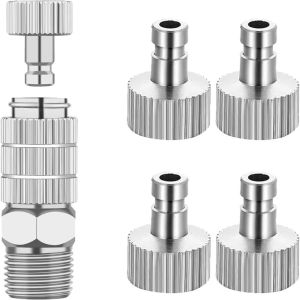 JIMEIXIAN01 5Pcs Dual Action Airbrush Quick Disconnect Coupler Male Fitting Airless Air Gravity Model Feed Spray Torch Durable Adjustment Valve Air Brush Parts Body Painting Model Painting Nail Tool