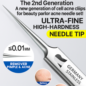 High Precision Cell Clamp Stainless Steel Blackhead Removal Tool Ultra Fine Acne Needle Blackhead Clip Tweezers Pimple Extractor