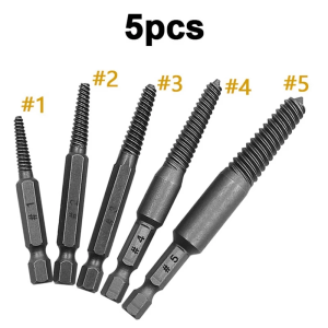 5PCS Screw Extractor Center Drill Bits Guide Set Broken Damaged Bolt Remover Hex Shank And Spanner TOLUS