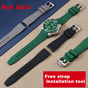 Thích Hợp Cho Citizen Tissot Seiko Rolex Dây Đeo Silicon Cao Su Đồng Hồ Cong Dây Đeo Phụ Kiện 18/19/20/21/22Mm