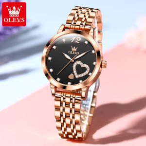 OLEVS watch for women 2024 new waterproof original luxury heart shaped dial design stainless steel import quartz casual womens watch