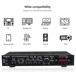 New 2200W 5.1 bluetooth 5Channel Power Amplifier HiFi Stereo Speaker Amplifiers 220V home audio karaoke cinema Support FM Radio 2Mic USB SDCard Input 功放