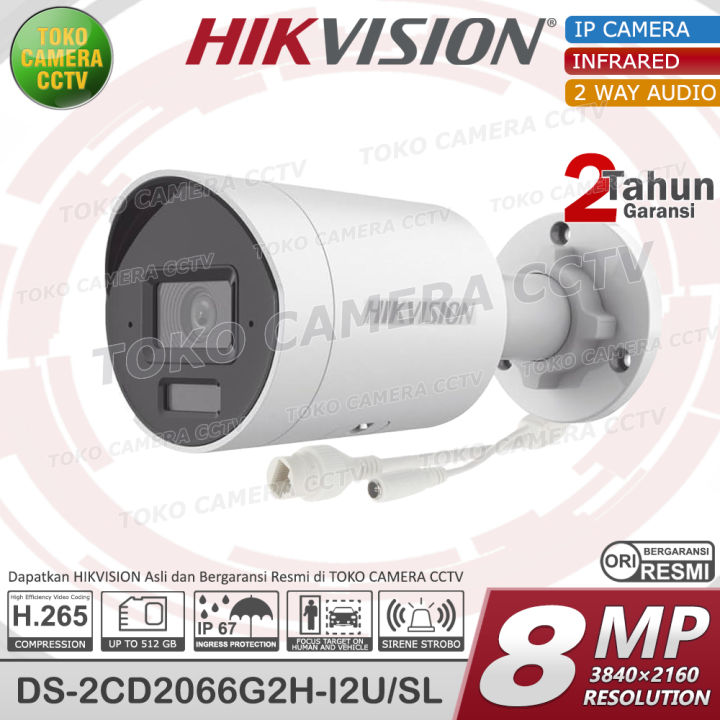HIKVISION DS-2CD2086G2H-I2U/SL 8MP KAMERA CCTV IP CAMERA POE 2WAY AUDIO  BULLET EXIR Lazada Indonesia