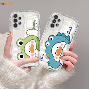 (Lokal Ready) Casesummer Casing hp Samsung A14 A04 A04S A04E A13 A03 A03S A02S A12 A50 A50S A30S A11 A20 A30 A23 A51 A32 A10 A10S A21S A20S M11 M12 Pasangan Bebek Teh Susu Lucu 3D Wavy Curved Edge Sarung Case