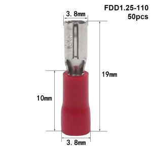 YUDESHUI 50Pcs Insulated Wire Connectors 2.8/4.8/6.3mm FDD/MDD1.25/2/5.5 Quick Disconnects  Spade Electrical Crimp Terminal