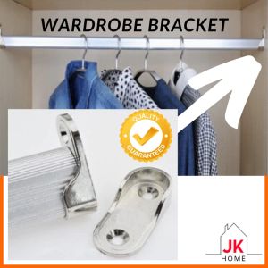 RMK Wardrobe Clothes Thick Oval Pipe Support Rod Pole End Bracket Almari Baju Oval Pipe Closet Oval Tube Holder