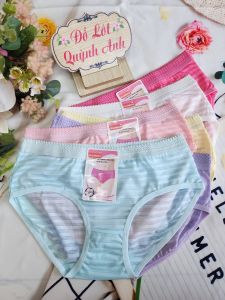 Combo 10 Quần lót nữ thun lạnh thoáng mát phối sọc kẻ form 40 - 55 Kg (829) Chất vải co giản thoáng mát - Đồ Lót Quỳnh Anh