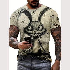 [Local Stock] VCC Funny 3D Animal Print Mens T-Shirts Street Trend Harajuku y2k Clothes Casual O-neck Short Sleeve Fashion Breathable Summer Tops