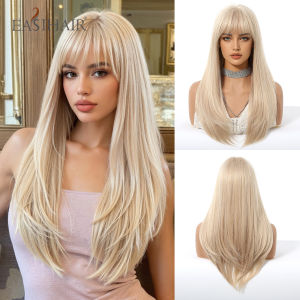 Tóc vàng dài nhiều lớp Tóc giả tổng hợp thẳng với tóc mái Tóc vàng Cosplay Bữa tiệc Tóc giả tự nhiên cho phụ nữ Sử dụng chịu nhiệt2026