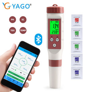 RCYAGO Bluetooth 5 in 1 PH Meter EC Meter Water TDS Meter ATC Function Salt Meter for Aquarium Pond Koi Fish Pond Shrimp Pool