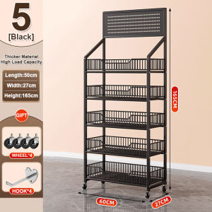 Multi-layered Supermarket Shelves With Wheels Display Rack Snack Shelf Grocery Rack Beverage Shelf Toy Display Stand Kitchen Organizer Storage Rack Multi-layered Shelf space saving for Store Kitchen LivingRoom