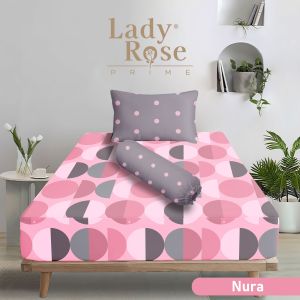 Lady Rose Prime - Sprei Single 100x200 Tinggi 30cm Bantal 1 Guling 1 - Motif Geometri / Kotak / Garis