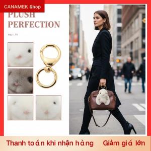 CS Sang trọng pompon Bunny Keychain Fluffy thỏ mềm Mặt dây chuyền dễ thương vài món quà cho cô gái ví túi quyến rũ