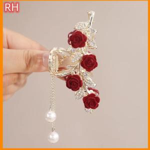 🔥🔥🔥ranghe Fashion Elegant Rose Tassel Hair Claws For Women Girls Sweet Versatile Shark Clip Exquisite Party Hair Accessories Gifts