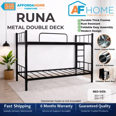AF Home Runa Metal Double Deck| Minimalist Aesthetic Matibay Space-Saving | Bed Frame PH