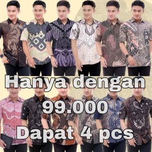 Kemeja Batik Pria Lengan Pendek-baju batik pria terbaru 2024 New motif Pekalongan Seragam Batik Exclusive