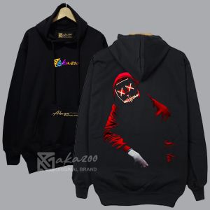 AKAZOO hoodie cowok keren kece tebal warna hitam SB DPN BLKANG NINJA ALAN WALKER sablon saku