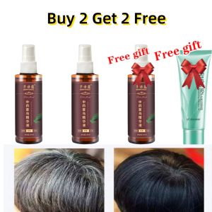 Black Hair Serum Herbal black hair spray White hair to black hair 100ml Polygonum multiflorum black hair liquid Natural White Hair To Black Cover Grey Hair Promote hair growth