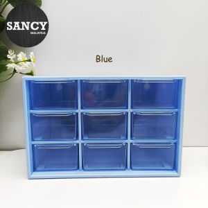 SANCY 9 Grids Drawer Storage Box Plastic Jewelry Stationeries Accessories Container Organizer Household Desktop Stackable Mini Drawer - Fulfilled by SANCY