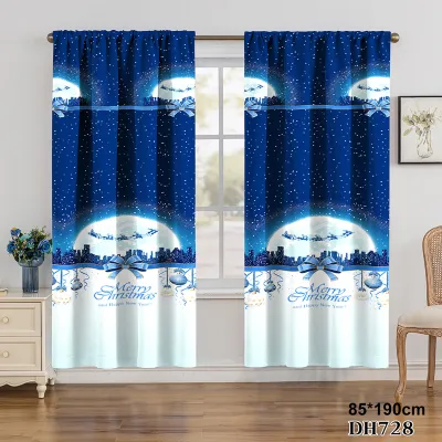 Christmas Design Curtain Sale for Window Door Santa Claus Reindeer Snowman Printed Curtains Holiday Window Drapes for Living Room/Bedroom Festive Home Decor Red Green Blue Curtain Cotton Kurtina Sale 85x190cm 1PC COD