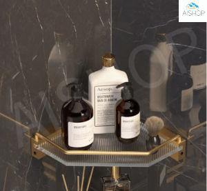 [SG Seller]Bathroom Accessories Acrylic Gold Removable Shelf Tissue Rack Hook Towel Rack Toilet Brush Holder