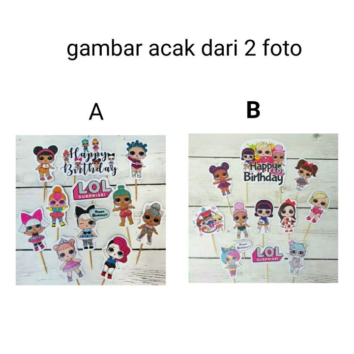 cake topper toper cup cake kue ulang tahun happy birthday karakter lol