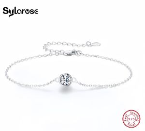 Sylarose Moissanite 0.5CT Bracelet 925 Sterling Silver Classic Link Chain Charms Bracelets For Women Luxury Wedding Jewelry