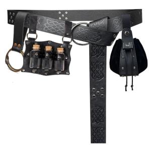 Multifunctional PU Leather Waist Bag 4 Piece Set Including Belt Key Holder Keychain Quiver for Camping Hiking