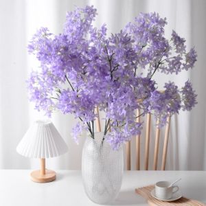 CANICECA Long Stem Artificial Lilac Flowers Home Decoration Silk Cloth Wedding Fake Flower Realistic Faux Lilac Floral Arrangement Wedding Party