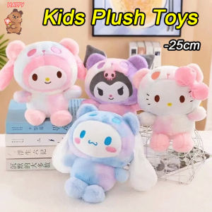 25cm Sanrio Cartoon Character Plushie Melody Kuromi Rainbow Color Plush Doll Christmas gift for Kids