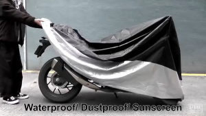 Thickened Motorcycle Cover Waterproof Motor Cover All Season Universal Weather Black Silver-L/XL