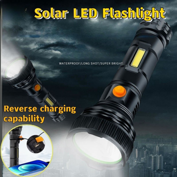 Solar Flashli Solar LED Flashlight Solar Rechargeable Flashlight Portable Solar ...