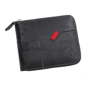 Elegant Mens Short Wallet Designed With Zippers And Multiple Compartments For Easy Organization And Portability