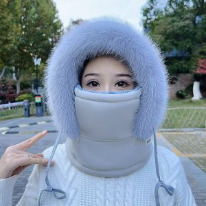 Winter Face Mask Neck Warmer Hat With Fleece Lining Warm Ear-protecting Ski Hat
