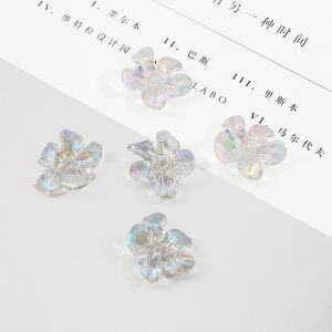 4pcs Acrylic Flower Petals Spacer Beads Clear Aurora Charm Pendant for DIY Earrings Handmade Hairpin Jewelry Accessories