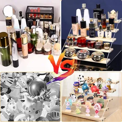 Keranixy Kệ trưng bày mô hình gỗ nhiều tầng 2 3 4 5 tầng để bàn trang trí phòng làm việc kệ lưu trữ đồ chơi búp bê