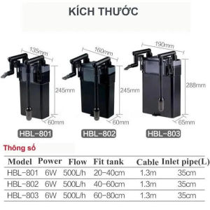 Lọc Treo Sunsun Hbl-801 Hbl-802 Hbl-803 Dành Cho Bể Cá Từ 20-80Cm Hàng Chất Lượng