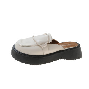 [Free Shipping] Baotou Thick-Soled Slippers For Women Fashionable New Summer Style Round-Toe Platform Slippers WomenS Half-Slipper Sandals Beach Slippers