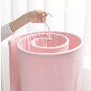 Round spiral Quilt Sheets Hanger Stainless Steel Rotating Drying Rack Save Space Blanket Hanger Outdoor Home Balcony Hanger [SG SELLER]