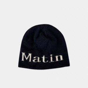 CHAOSON นุ่มนวล หมวกถักตัวอักษร ยืดหยุ่น แบบเกาหลี หมวกบีนนี่ถัก แบบสบายๆ หนาขึ้น หมวกอุ่น ฤดูหนาว