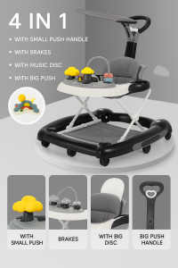 4in 1 walker for baby boy baby walker push walker for baby Shake horse toy baby walking trainer Adjust height walker baby girl 6-18 months learning walker with push handle