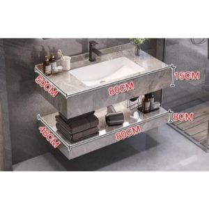【SG⭐SALES】Bathroom Vanity Set Double-Layer Marble Wash Basin Cabinet set Mirror Cabinet Set Free Tap and Large capacity bathroom storage cabinet