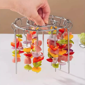 Giá 24 xiên nướng bằng thép không gỉ lò nướng chiên không dầu kiểu mới giá xiên treo tròn nhà bếp