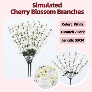 Artificial Cherry Blossom Flower Branches Silk Spring Peach Blossom Bouquet Fake Flower Stems for Wedding Home DIY Decoration