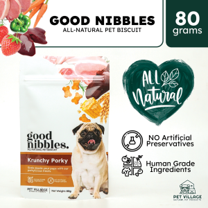 No Preservative Dog Treats - Pet Village | Krunchy Porky | Good Nibbles | 80g