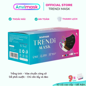 Anvimask – Khẩu trang cao cấp Trendi Mask full trắng tinh – Hộp 50 cái – Khẩu trang trắng chuyên nghiệp thanh lịch mỗi ngày