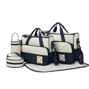 SHEBE668 5Pcs/Set Multifunctional Baby Bag for Mom Large Capacity Changing Pad Newborn Accessories Bag Crossbody Bag Fashion Travel Stroller Organizer for Mummy Maternity