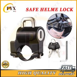 Universal Motorcycle Helmet Lock Anti-Theft Helmet Security Lock Metal 22mm-26mm Black with 2 Key