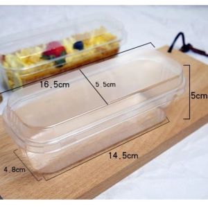 25pcs Dessert Container Rectangle Mousse Cake Box Loaf Deli Cookies Container 300ml Clear Food Storage Dispensers with Cover