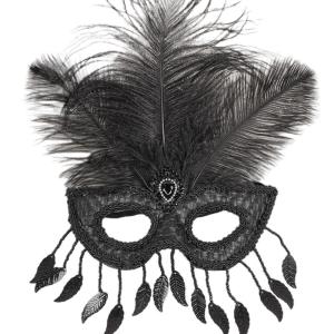 Elegant Feather Embroidered Plastic Eye Mask Cosplay Eye Mask Fashion Accessory Comfortable Evening Party Wear